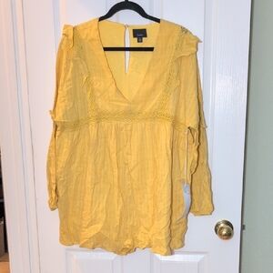 Lumiere Mustard Yellow V-Neck Ruffle Romper